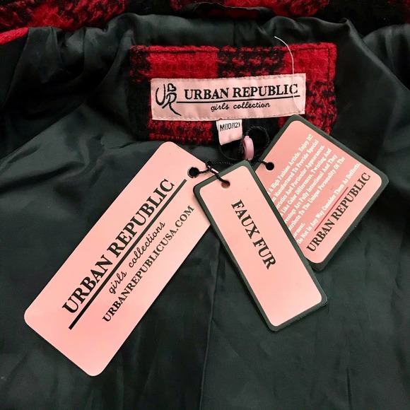 Urban Republic NWT Checkered Pea Coat Girls Various - Picture 10 of 12